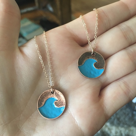 Crest Wave Copper Coin Surf Outfitters Necklace - Picture 7 of 8